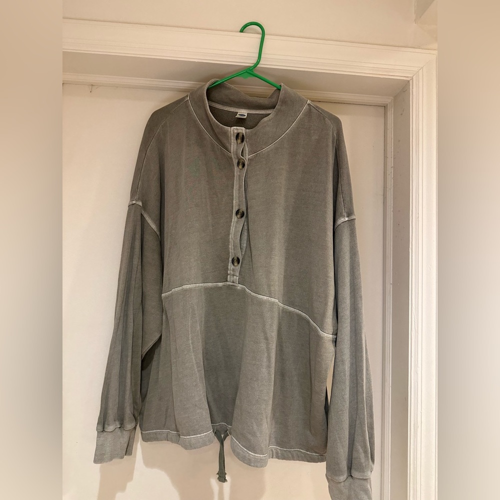 Old Navy Light Weight Sweatshirt with Drawstring Waist & Tortoiseshell Buttons